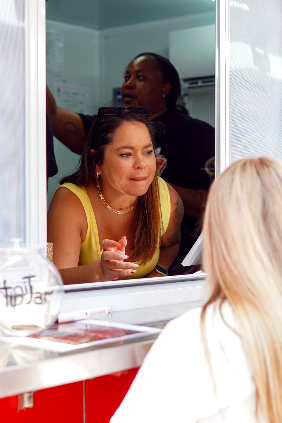 Customer ordering at the window